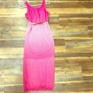 A kids long dress with belt